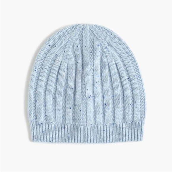 J.CREW everyday Ribbed 100% cashmere Hat RIVER DONEGAL BLUE Style F8101 L7 - Picture 1 of 8